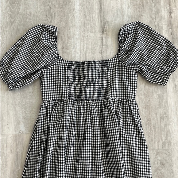 Tuckernuck Pomander Place Abigail Gingham Plaid Black White Dress Womens Medium - Picture 12 of 14